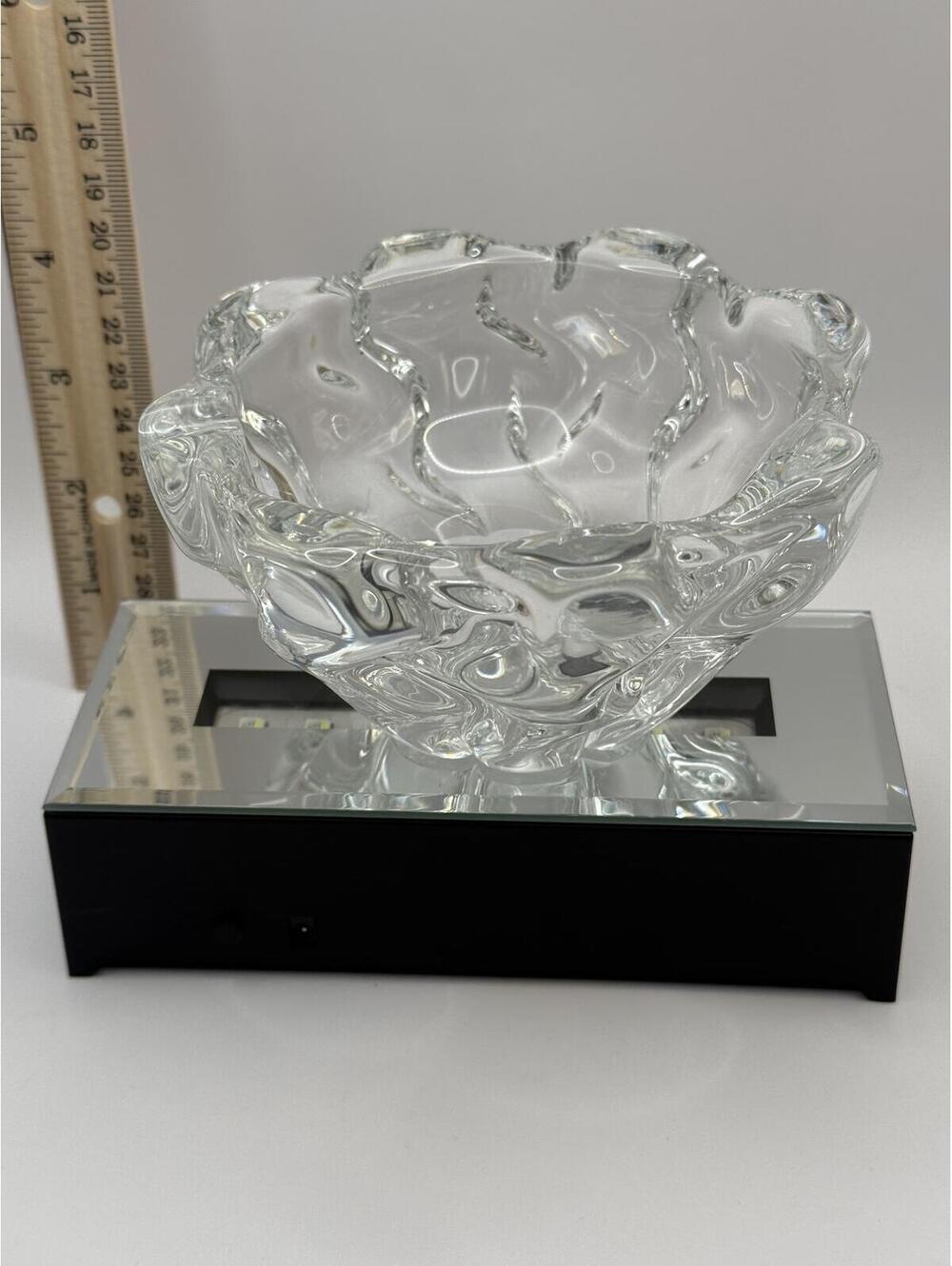 Signed Daum France Crystal Cigar Ashtray Heavy Sculptural Art Glass 7”